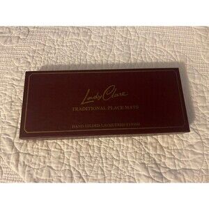 VTG Lady Clare Place Mats Coasters Hand Gilded Medieval Scene Unicorn Queen Lion